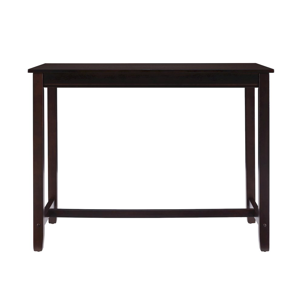 Start2Finish Claridge 36-inch walnut counter height pub table with sturdy wooden legs and smooth tabletop surface.