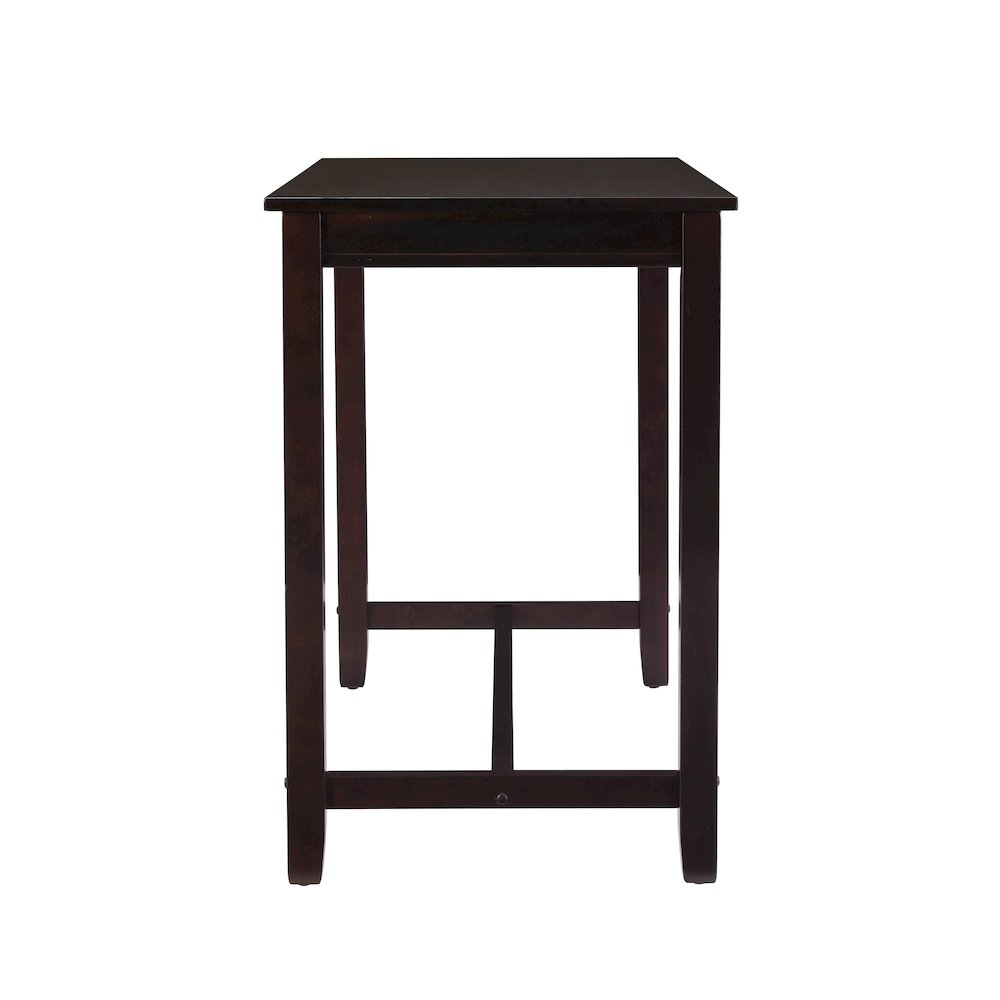 Start2Finish Claridge 36-inch walnut counter height pub table with sturdy wooden legs and a smooth tabletop.