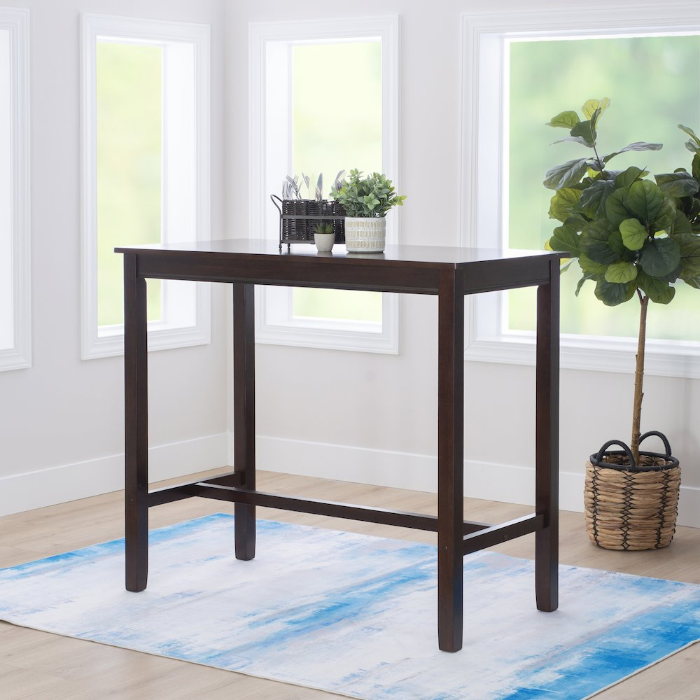 Start2Finish Claridge 42-inch walnut bar height pub table, sturdy furniture with a sleek wood finish for casual dining or social gatherings.