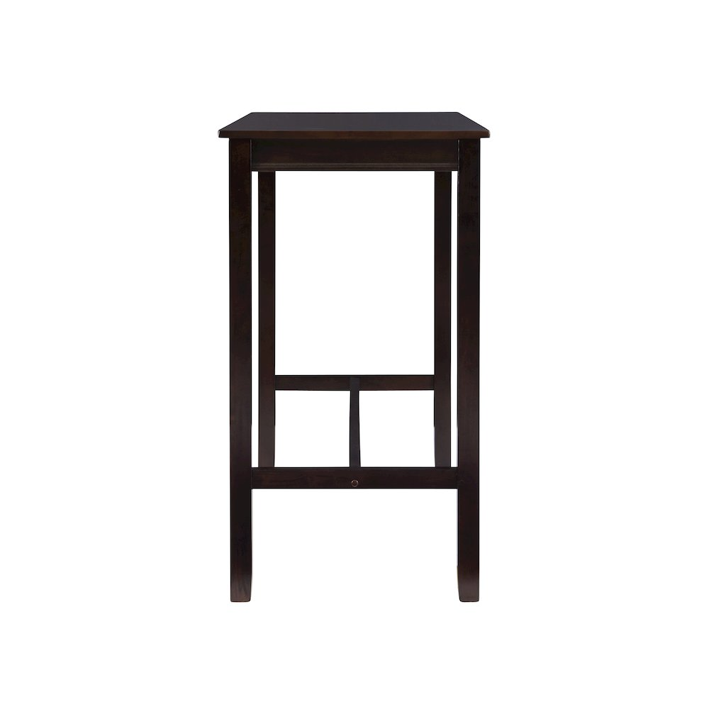 Start2Finish Claridge 42-inch walnut bar height pub table with sturdy wooden legs and a smooth tabletop.
