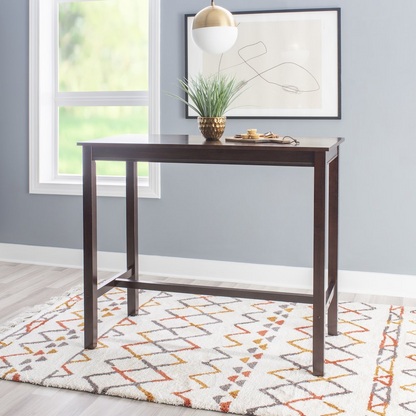 Start2Finish Claridge Bar Pub Table in brown wood finish, showcasing a modern furniture piece with sturdy legs and sleek design.