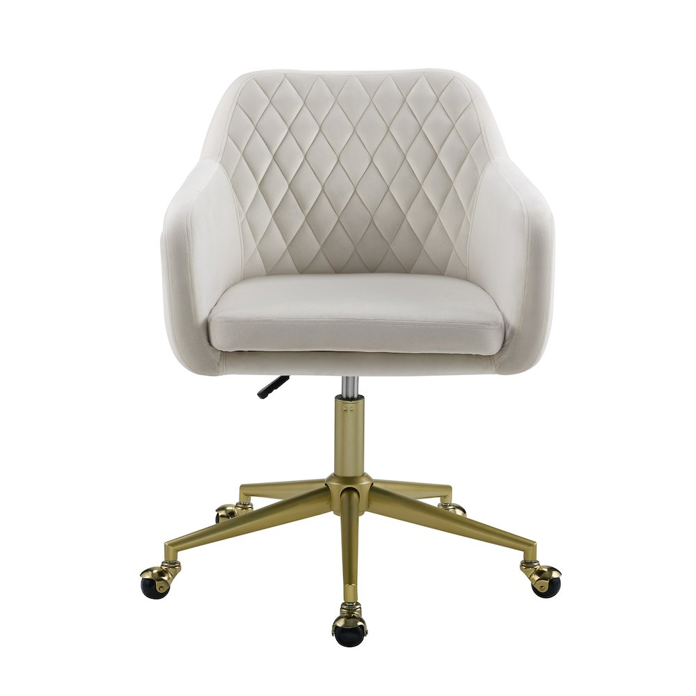Start2Finish Imogen quilted office chair in off-white with padded seat and backrest, modern ergonomic design.
