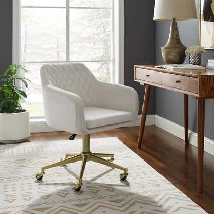 Start2Finish Imogen quilted office chair in off-white with cushioned seat and backrest for comfortable workspace seating.