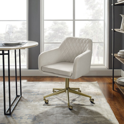 Start2Finish Imogen quilted office chair in off-white with padded seat and backrest, modern design for comfortable workspace seating.