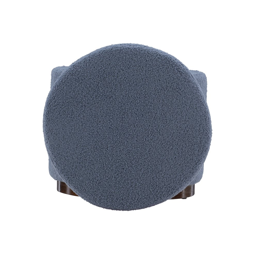 Blue Blanche storage ottoman with gry walnut finish from Start2Finish, featuring a padded top and spacious interior.