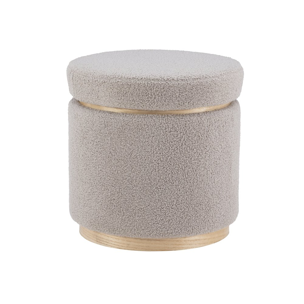 Start2Finish grey storage ottoman with cushioned lid and fabric upholstery, ideal for living room organization and seating.