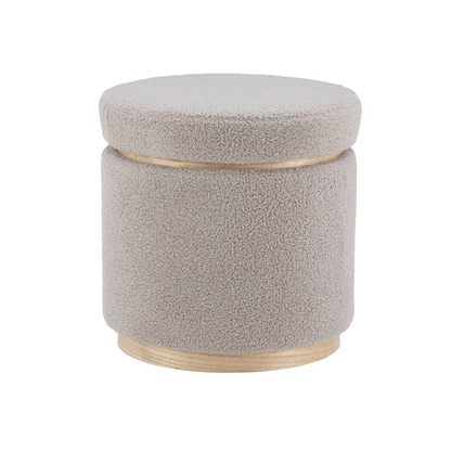Start2Finish grey storage ottoman with cushioned lid and fabric upholstery, ideal for living room organization and seating.