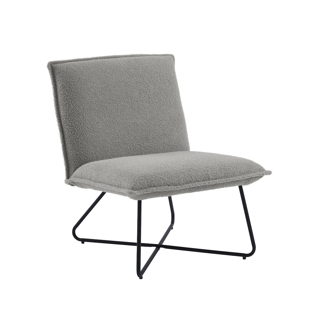 Start2Finish Kelvin Sherpa Grey Chair, plush fabric furniture with comfortable padded seat and backrest for modern living spaces.