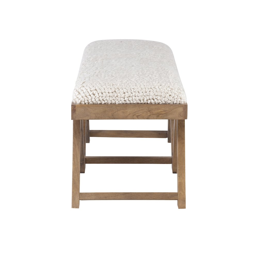 Brown upholstered bench by Start2Finish, showcasing a stylish and comfortable furniture piece with padded fabric and wooden legs.