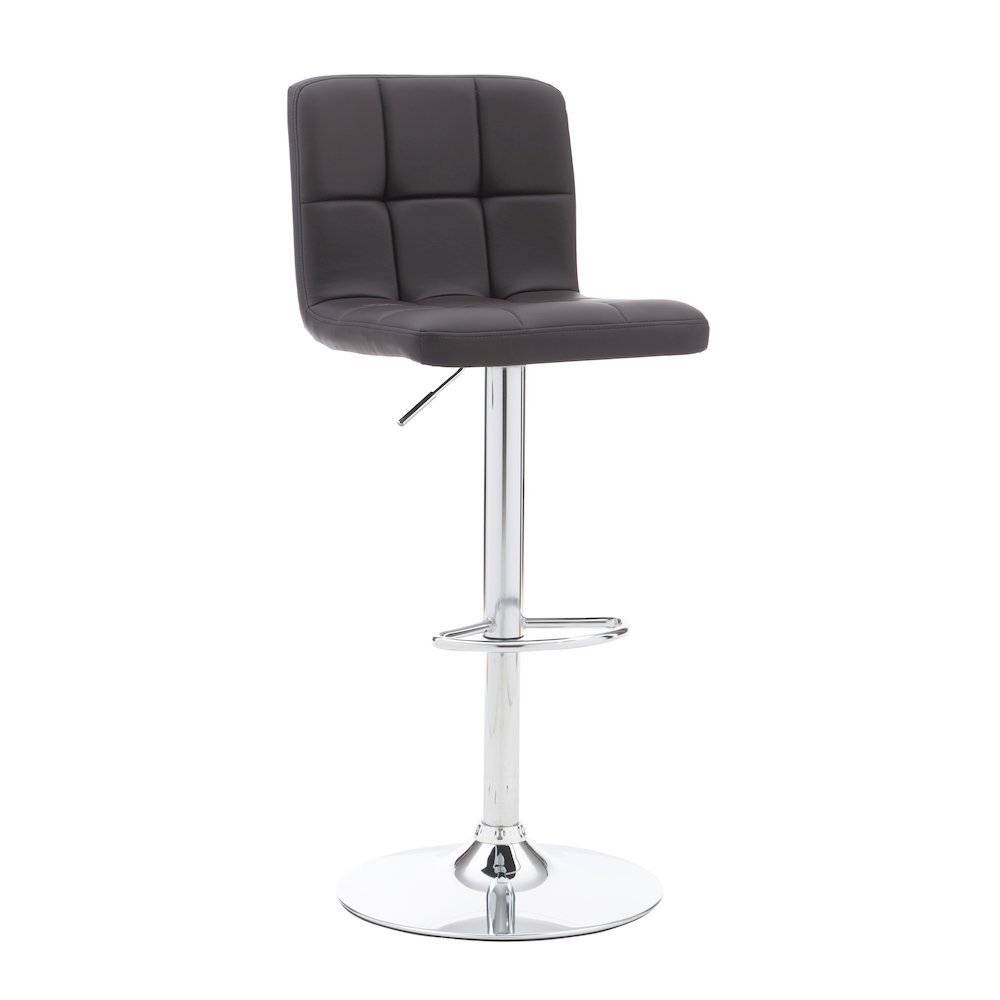 Start2Finish Clayton chocolate barstool with sleek wooden legs and a cushioned chocolate upholstered seat.