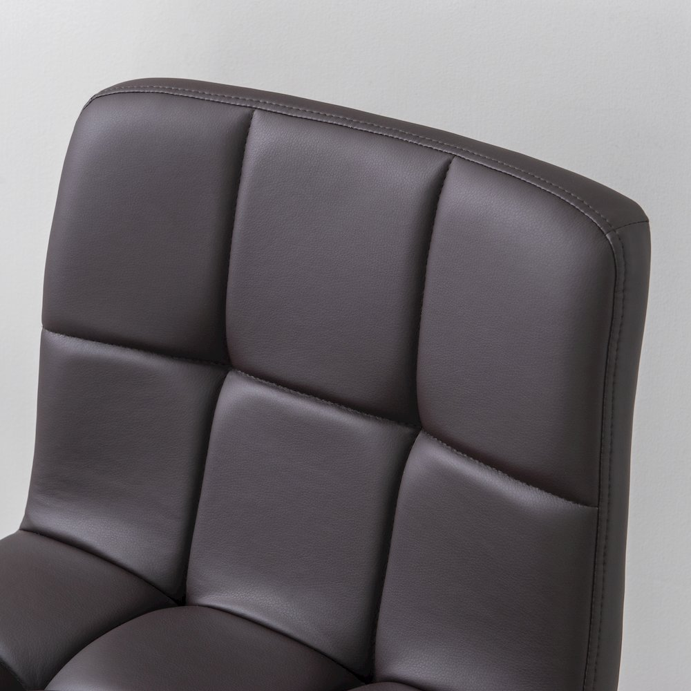 Chocolate Clayton Barstool by Start2Finish with a sleek design and wooden legs, shown from a side angle.