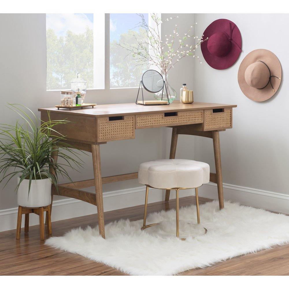Ryker Rattan Desk by Start2Finish, modern furniture piece with rattan accents and a sturdy tabletop for home office use.