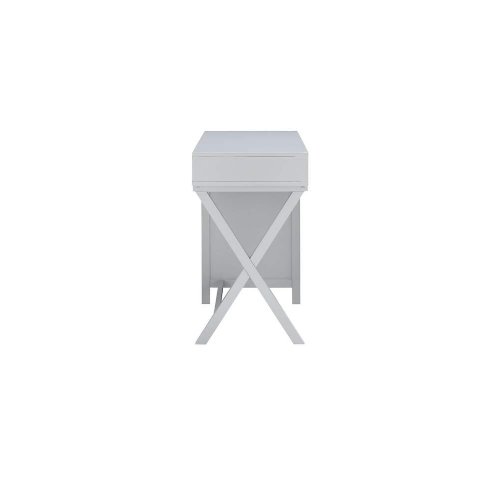 Gray Peggy Side Storage Desk by Start2Finish featuring a modern design with side compartments for organization and workspace.