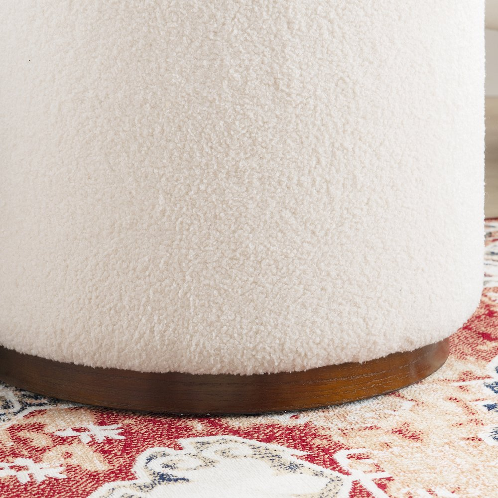 Natural walnut Blanche Storage Ottoman by Start2Finish with a cushioned top and spacious interior for versatile storage.