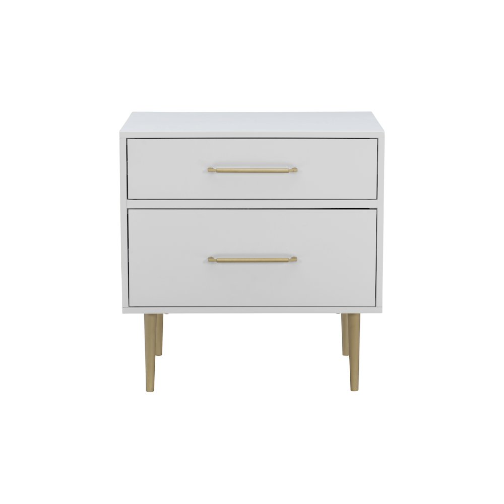 Start2Finish Gloria Two Drawer Nightstand with sleek wood finish and modern design, featuring two spacious drawers for bedroom storage.