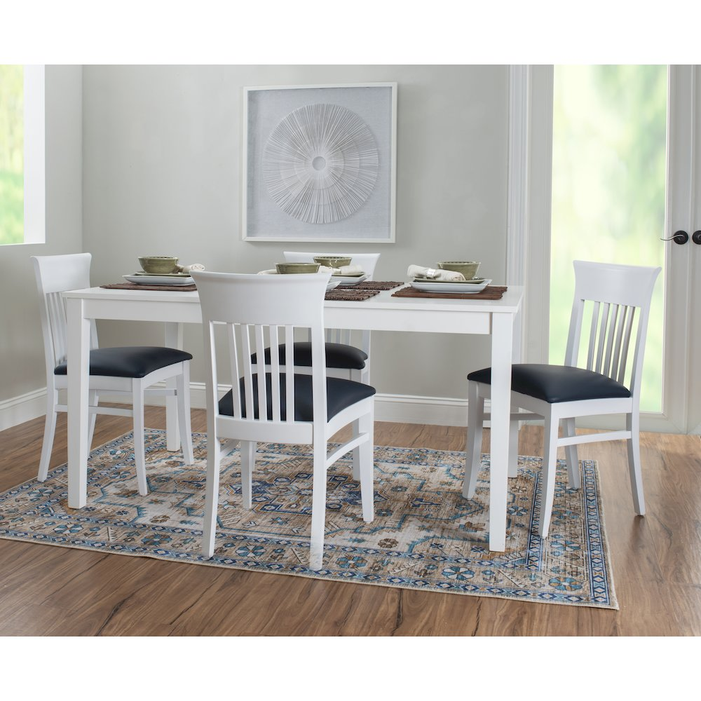 Set of two white Jenny upholstered chairs by Start2Finish, featuring cushioned seats and stylish fabric upholstery.