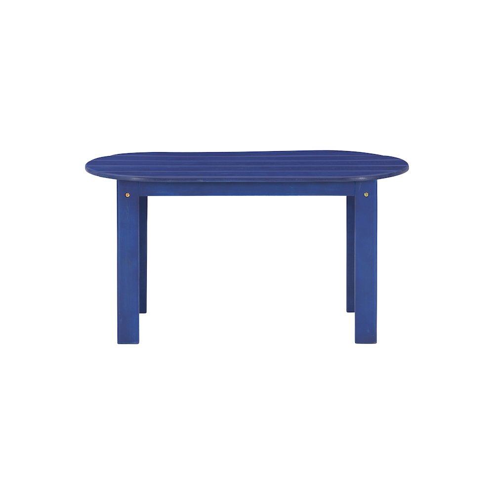 Blue Adirondack coffee table from Start2Finish, made of durable furniture material, with a rectangular top and sturdy legs.