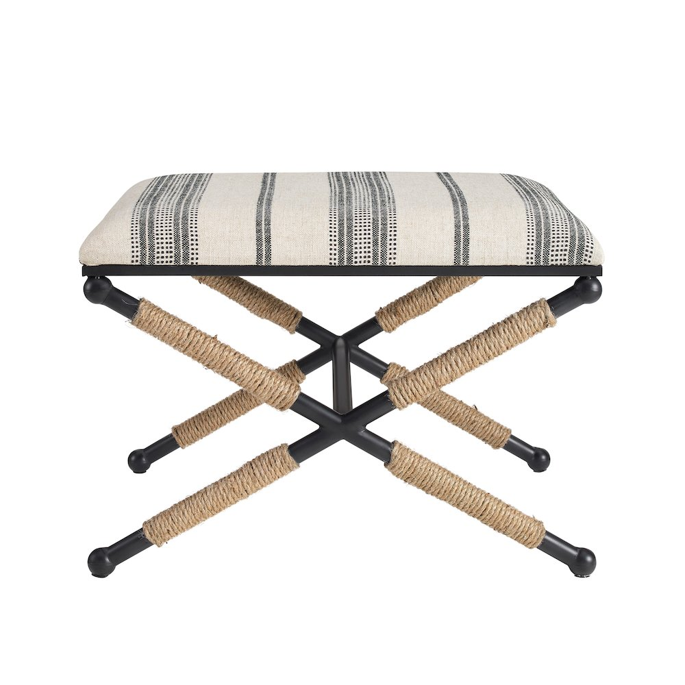 Start2Finish Logue Campaign Ottoman in neutral fabric, showcasing its rectangular shape and cushioned top for versatile use.