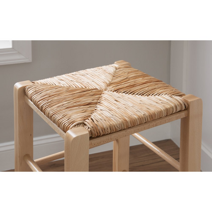 Pair of Gianna backless barstools by Start2Finish in natural wood finish, showing sleek wooden seats and sturdy legs.