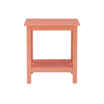 Davis Coral End Table by Start2Finish, featuring a coral-colored wooden surface and sleek modern design for stylish living rooms.