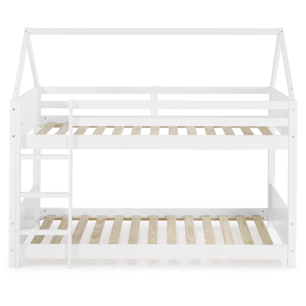 Start2Finish Maison Twin Bunkbed in white, sturdy wooden furniture with two stacked beds and safety railings for kids&