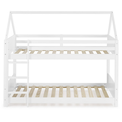 Start2Finish Maison Twin Bunkbed in white, sturdy wooden furniture with two stacked beds and safety railings for kids&