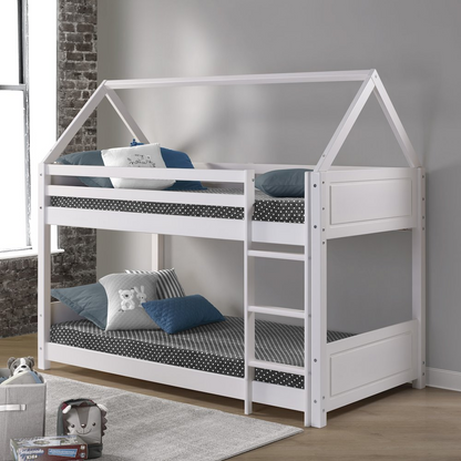 White Maison Twin Bunkbed by Start2Finish, sturdy wooden furniture with safety rails and ladder, ideal for kids&
