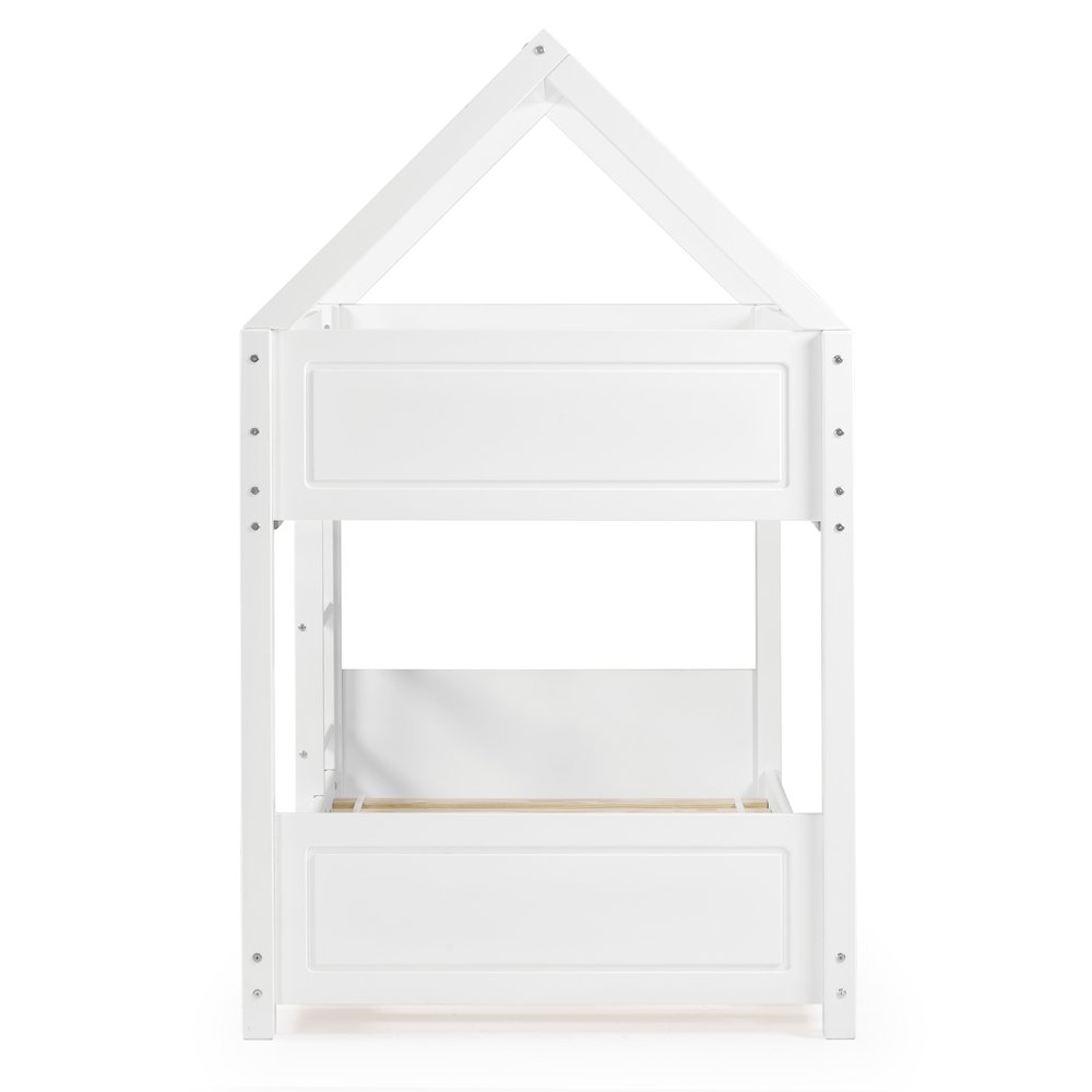 Maison Twin Bunkbed in white by Start2Finish, featuring sturdy wooden frame and ladder for space-saving bedroom furniture.