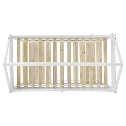White Maison Twin Bunkbed by Start2Finish, featuring a sturdy wooden frame with ladder and safety rails, ideal for kids&