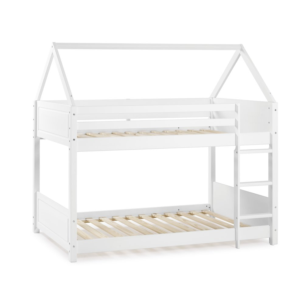 White Maison Twin Bunkbed by Start2Finish, featuring sturdy wooden frame and safety rails, ideal for shared bedrooms.
