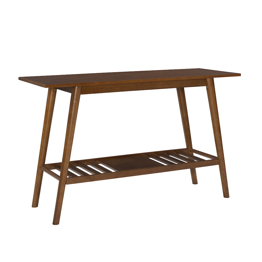 Start2Finish Charlotte console table with a sleek wooden surface and modern metal legs, ideal for entryways or living rooms.