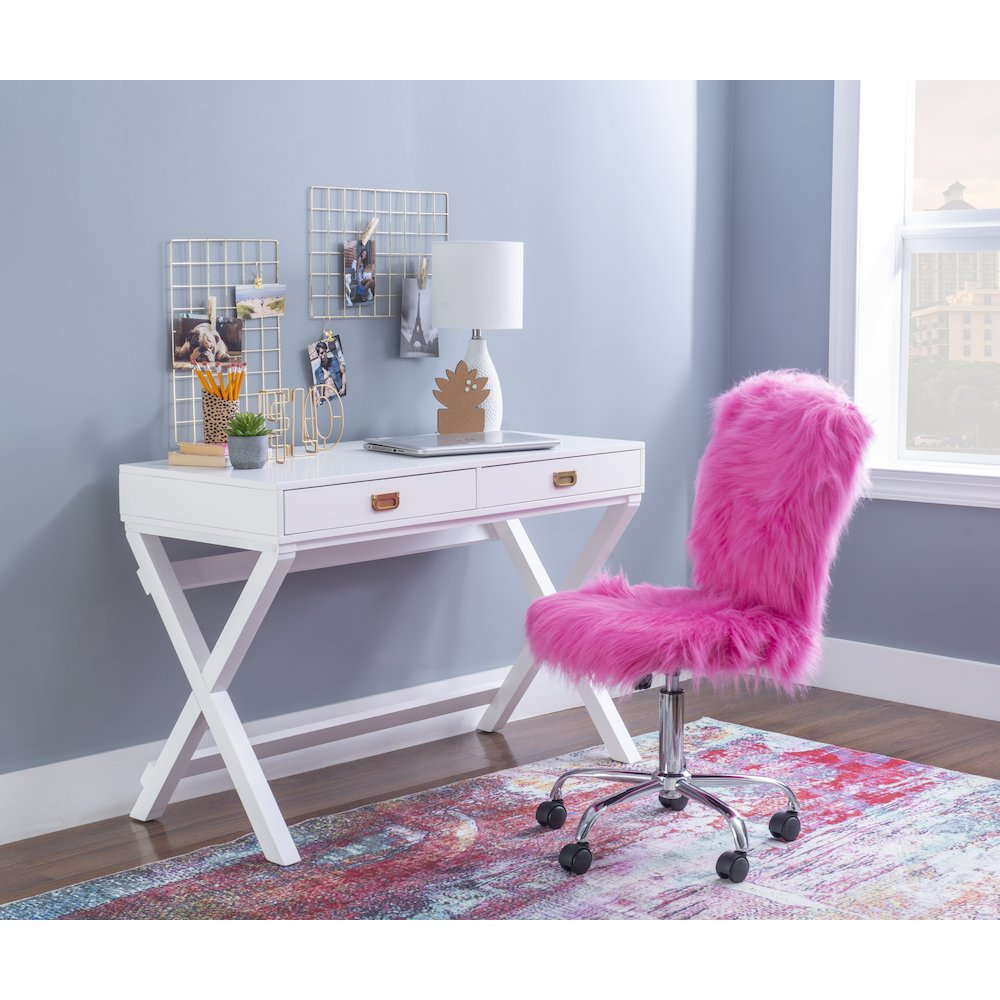 Peggy White Writing Desk by Start2Finish featuring a sleek modern design with a spacious tabletop and clean lines.