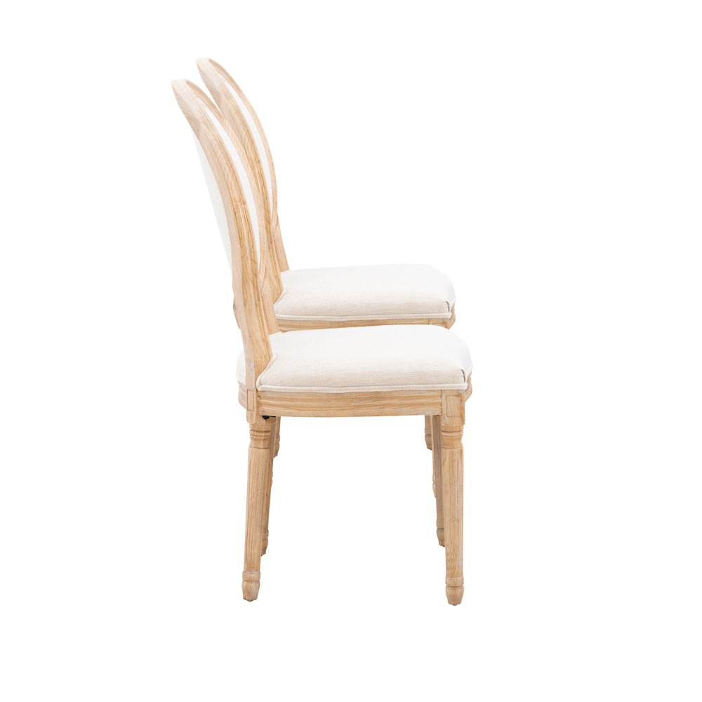 Set of two Avalon Linen oval back chairs by Start2Finish, featuring upholstered seats and elegant oval-shaped backrests.