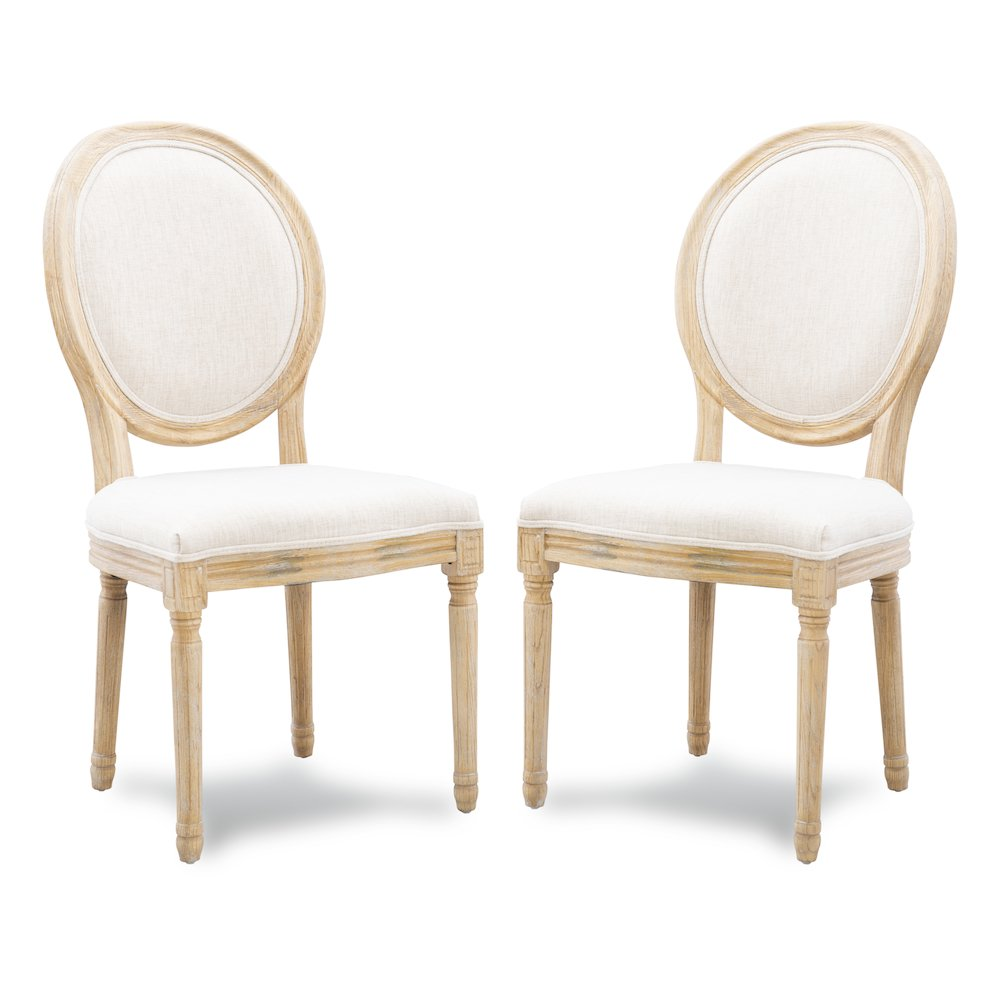 Start2Finish Avalon Linen Oval Back Chairs set of two, elegant upholstered furniture with oval back design for dining or living spaces.