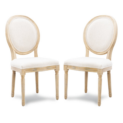 Start2Finish Avalon Linen Oval Back Chairs set of two, elegant upholstered furniture with oval back design for dining or living spaces.