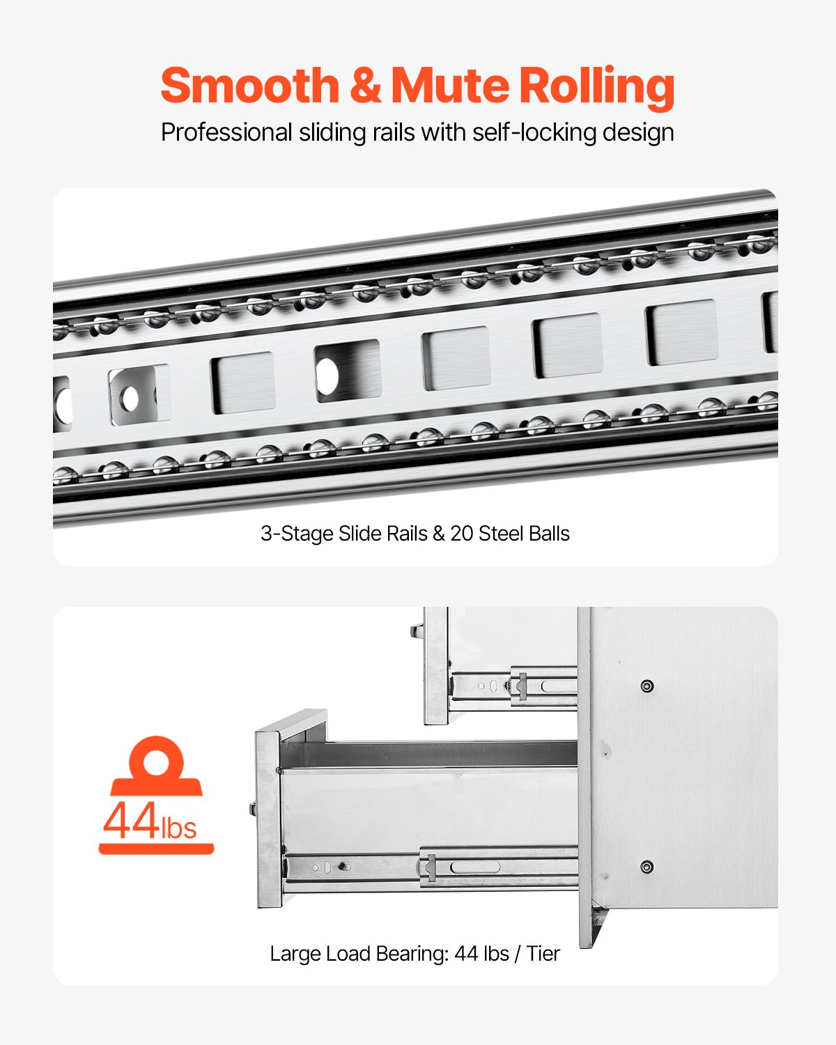 Start2Finish outdoor stainless steel kitchen drawers, double flush mount BBQ drawers with handles, for outdoor kitchen or grill station