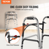 Start2Finish VEVOR folding walker with adjustable height, durable handles, lightweight aluminum frame, suitable for elderly and disabled users.