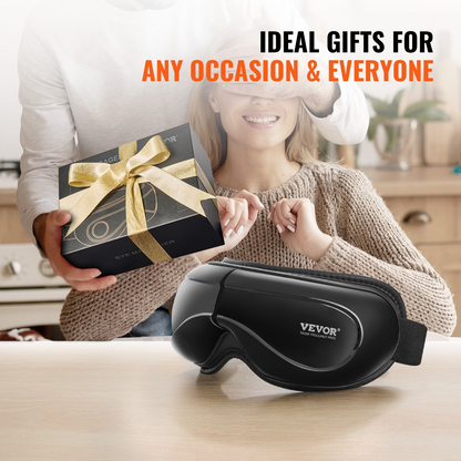 Start2Finish VEVOR heated eye massager with Bluetooth, 5 modes, foldable design, black for eye strain and dark circle relief.