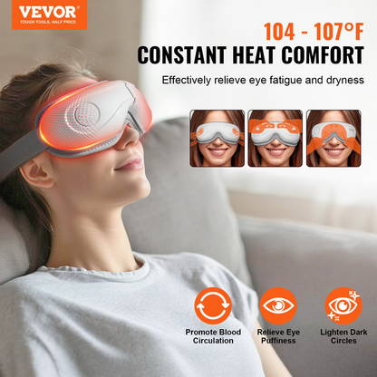Start2Finish VEVOR heated eye massager with remote, foldable wellness mask with 5 modes, Bluetooth music, for eye strain and dark circles.
