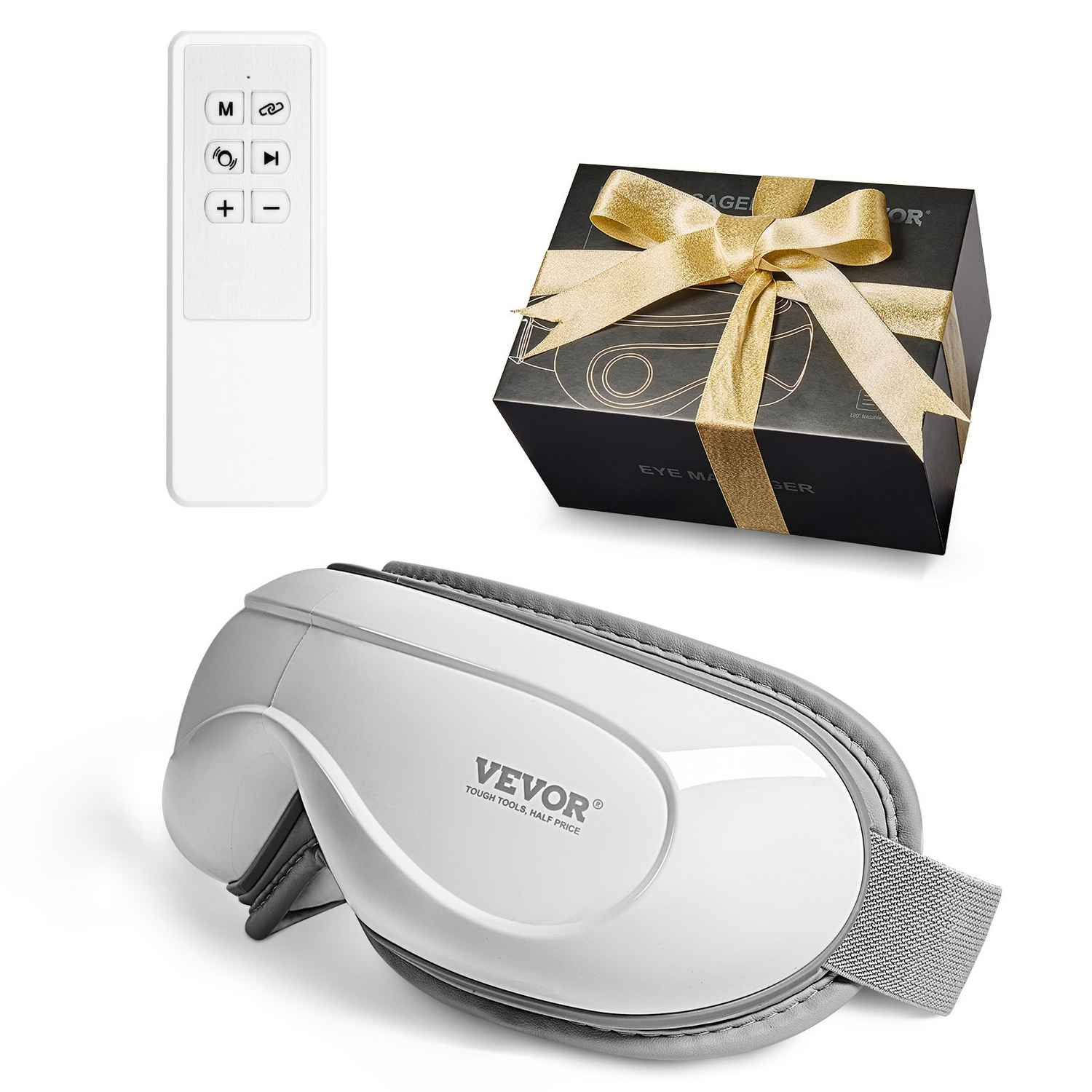 Start2Finish VEVOR heated eye massager with Bluetooth music, 5 modes, foldable design for eye strain, dark circles, and dry eyes.