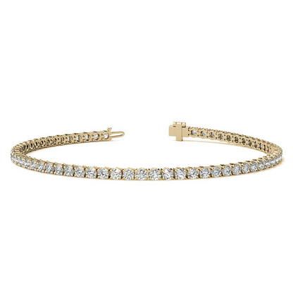 Start2Finish 3.50 CTW lab-grown diamond tennis bracelet in 14kt white or yellow gold with G/VS quality, AGI certified.