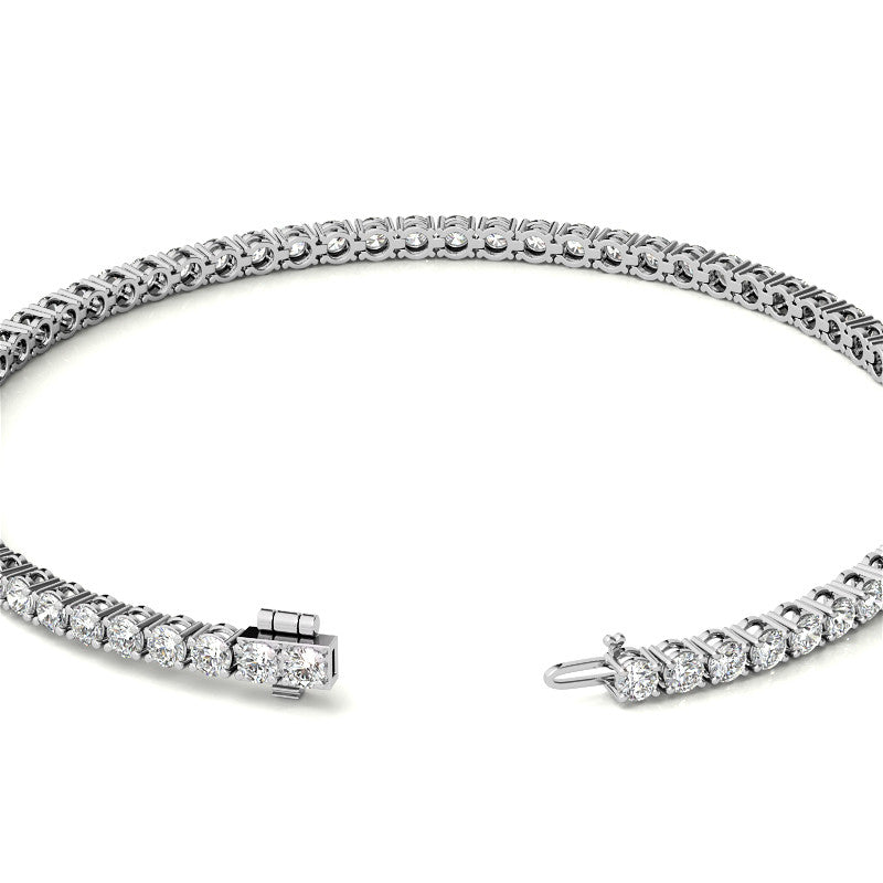 Lab grown diamond tennis bracelet with 3.50 CTW in 14kt white or yellow gold, featuring G/VS clarity, AGI certified.