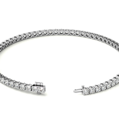 Lab grown diamond tennis bracelet with 3.50 CTW in 14kt white or yellow gold, featuring G/VS clarity, AGI certified.