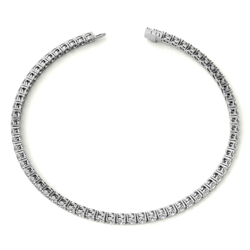 Start2Finish 3.50 CTW lab-grown diamond tennis bracelet in 14kt white or yellow gold with G/VS diamonds, AGI certified.