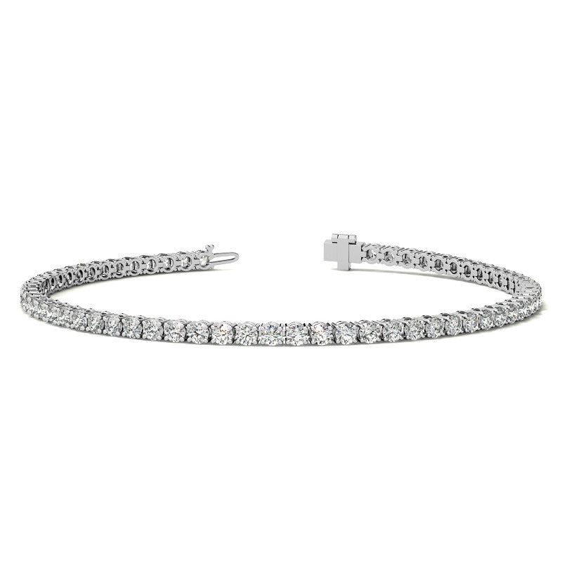 Start2Finish 3.50 CTW lab-grown diamond tennis bracelet in 14kt white or yellow gold with G/VS clarity and AGI certification.