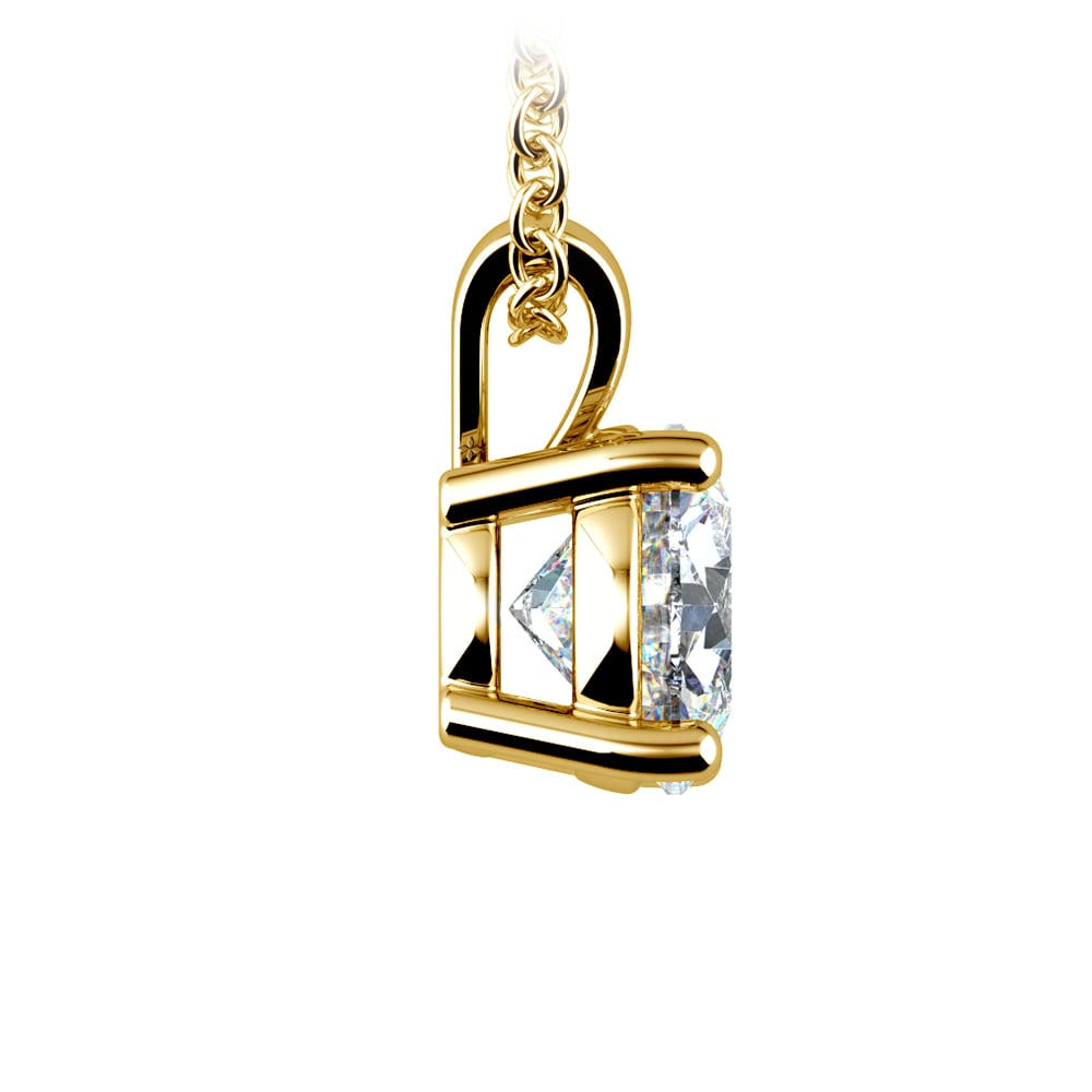 Start2Finish 0.5/0.75 Ctw round diamond pendant in white/yellow gold with G-VS diamonds, prong set, elegant jewelry piece.