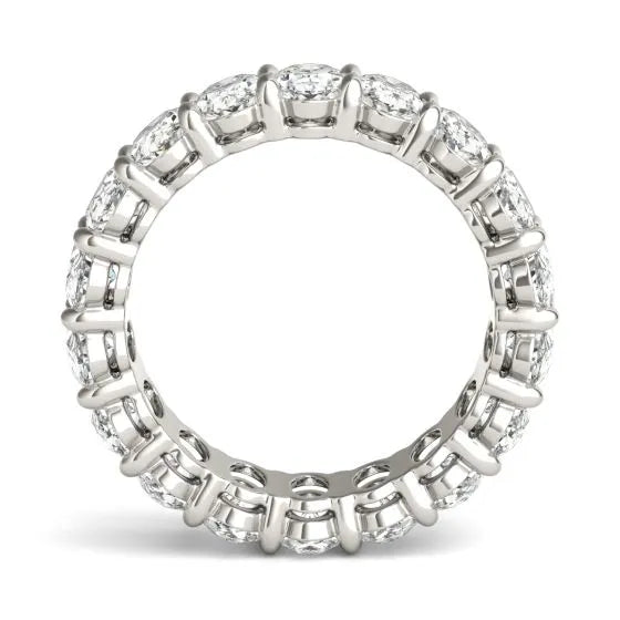 Start2Finish 14K white gold eternity ring with 4 CTW oval lab-grown diamonds, classic couture design, G-VS clarity.
