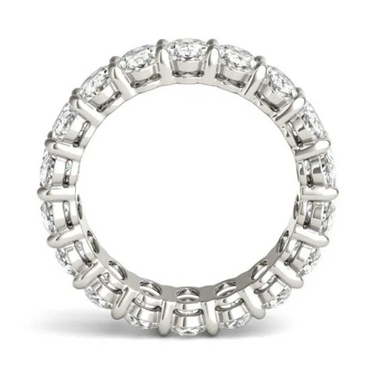 Start2Finish 14K white gold eternity ring with 4 CTW oval lab-grown diamonds, classic couture design, G-VS clarity.