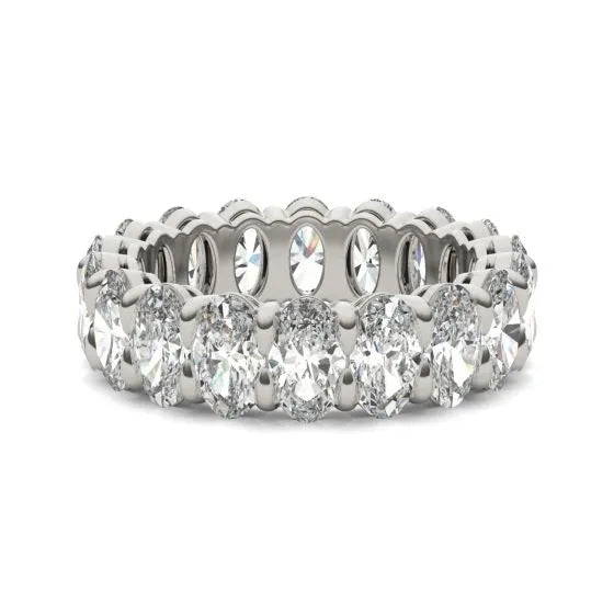Start2Finish 4 CTW oval lab-grown diamond eternity ring in 14K white gold with G-VS clarity, showcasing a classic design.