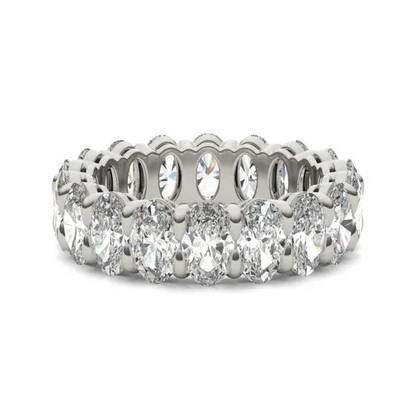 Start2Finish 4 CTW oval lab-grown diamond eternity ring in 14K white gold with G-VS clarity, showcasing a classic design.